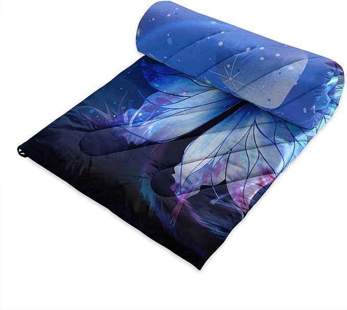 Axolotl Butterfly Cat Camping BlanketMoon Stars Packable Outdoor BlanketGlitter Planet Lightweight Waterproof Printed BlanketCat Lover Travel Blanket for CampingTravelStadiumHikingNavy Blue