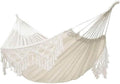 Garden Hammock Double-Sized with Elegant Tassels and Fishtail Knitting White Hammock Includes Tie Ropes Easy to Store Perfect for Indoor and Outdoor Use
