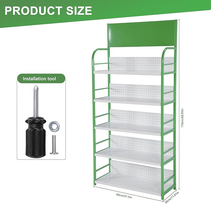 5 Tier Supermarket Large Sample Display Shelf with Signboard Retail Snack Display Rack for Kitchen Office and Convenience Store