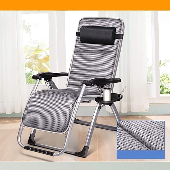 Sun Lounger Reclining Chairs Office Lunch Break Chair Portable Folding Lounge Chair Breathable Adjustable Balcony Leisure Backrest Sun Chair Outdoor Camping Beach ChairLoad 200 KgLength 178 Cm