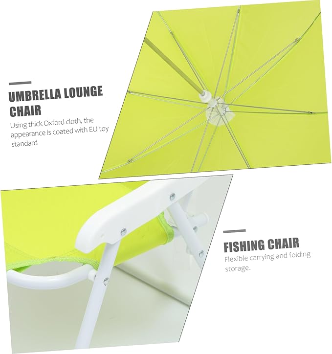 BESPORTBLE 1set Portable Boys and Girls Umbrella Beach Chair Sun Lightweight Ergonomic Lounge Chair for Outdoor Use for Toddlers and Boy Girl Green