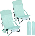 SUNNYFEEL Folding Beach Chair High Back Beach Chairs for Adults Lightweight Portable Camp Chair 300lbs Heavy Duty with Carry Bag Cup Holder for Outdoor Travel Picnic Concert 2 Pack Green