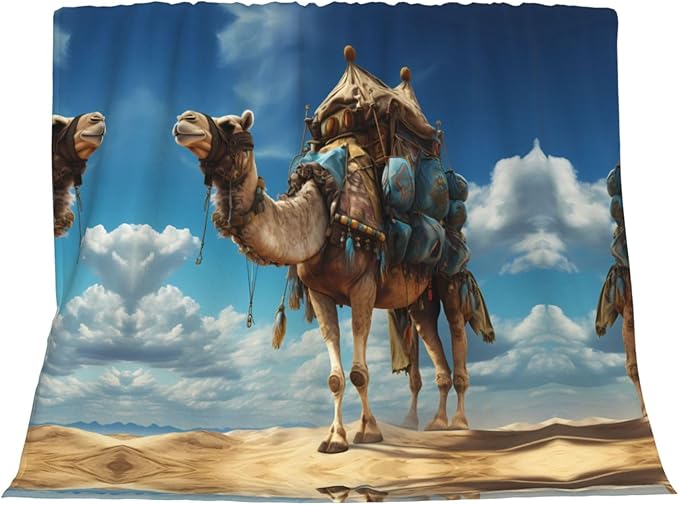 Traveling Camels Printed Blankets Throws - Lightweight Warm Comfortable Soft Durable Home Practical Rest Outdoor
