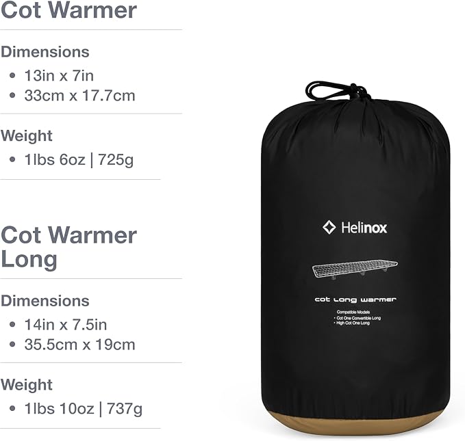 Helinox Cot Warmer Insulation Layer Camping Cots Regular Black/Coyote Tan