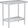 36 x 24 Inch Stainless Steel Prep Table Commercial Worktables &amp Workstations with Adjustable Undershelf Heavy Duty Kitchen Island for Restaurant Kitchen Laundry