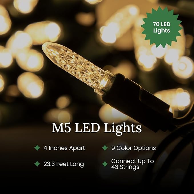 Pro Christmas M5 LED Christmas Lights - 100 Count Mini 5mm String Lights - Professional Grade Indoor/Outdoor Commercial Holiday Light Set for Trees Bushes &amp Décor - Blue