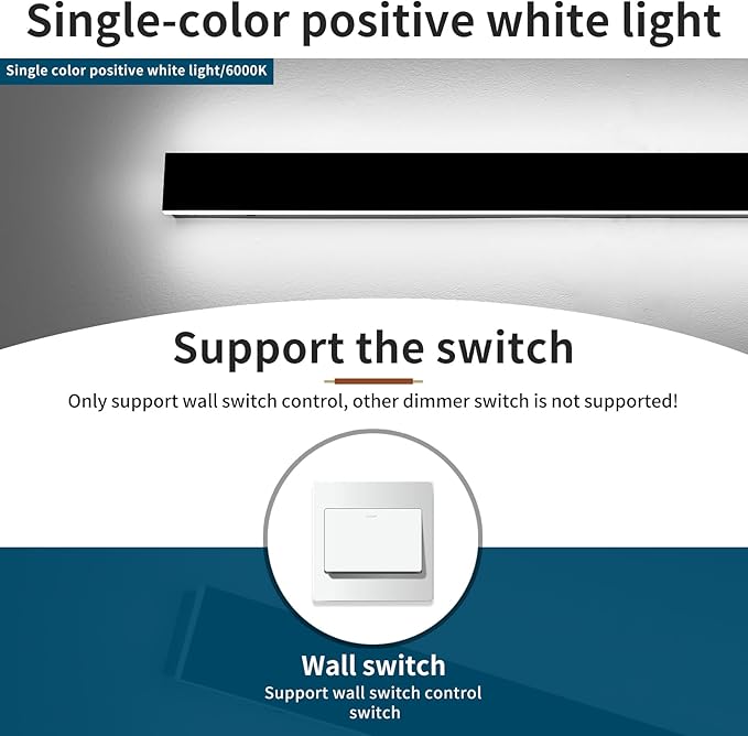 47.2inch Long Outdoor Wall Light Fixture Garage Modern Wall Sconces 6000K Cold White IP65 Waterproof White Acrylic 42W Minimalist House Exterior Lighting for Patio Porch Garden Fence