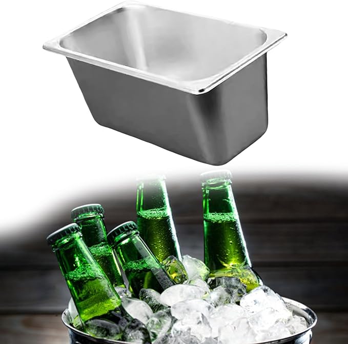 Stainless Steel TubStainless Steel 1/3 Size Kitchen Pan with Lid for Commercial Food Preparation and Space Saving Storage Container Tub