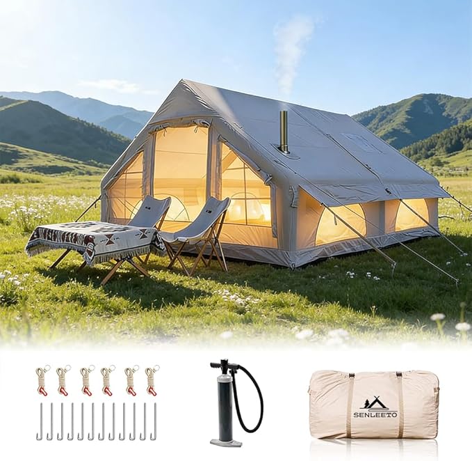 Inflatable Tents for Camping Large Inflatable Camping Tent with Hand Pump Easy Setup Tents for 4-6 People Portable Glamping Tent