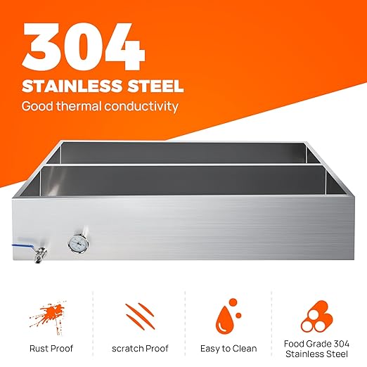48x24x9.5 Inch Maple Syrup Evaporator PanEvaporator Pan for Boiling Maple Syrup with ValveThermometer