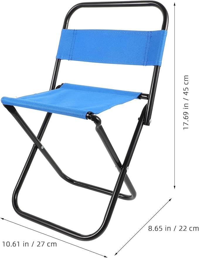 Portable Lightweight Folding Camping Chair with Backrest Small Heavy Duty Outdoor Lawn Chair for Adults Blue Foldable Stool for Beach Picnic Fishing and Travel