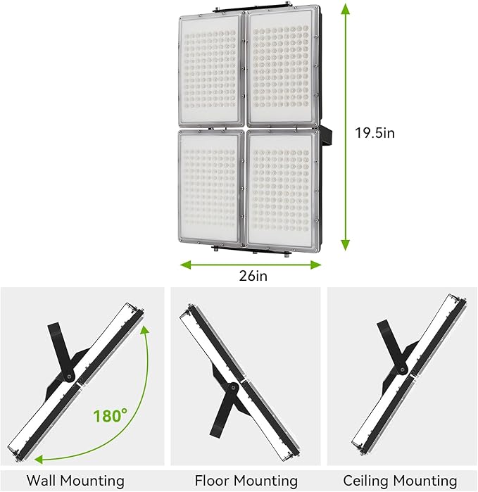 400W LED Flood Light 60000LM Super Bright Outdoor Security Lights UL Approved Plug with 4 Panel Adjustable 6000K Daylight White IP66 Waterprooffor Stadium Yard Street &amp Parking Lot Lighting