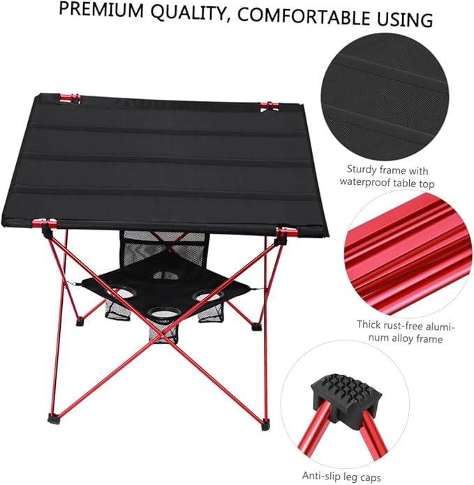 PRETYZOOM Versatile Outdoor Folding Camping Table 73x55x53cm Sturdy Picnic Beach Table