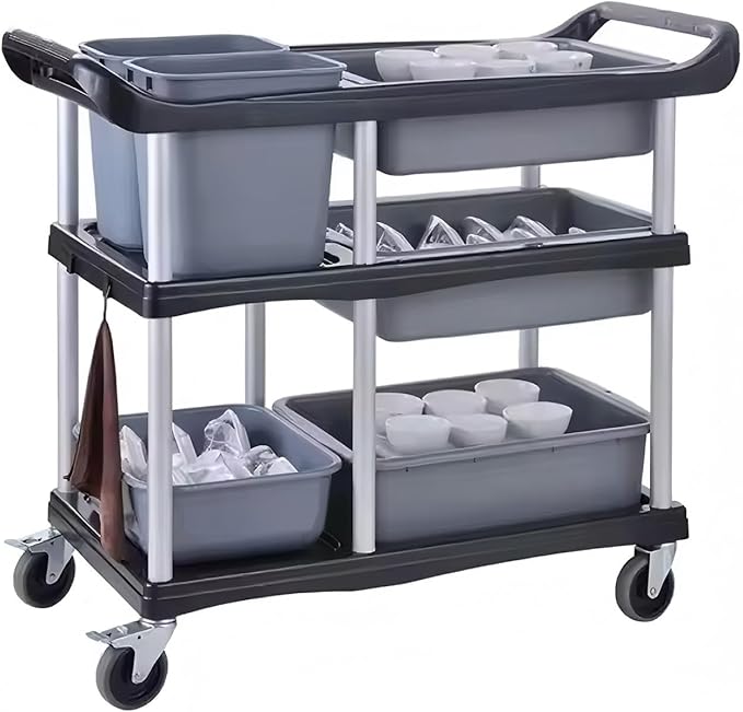 Commercial Products Standard Bus Box/Utility CartGray Large Bus Tub Plastic Heavy Duty Restaurant Wash Basin/Dish Washing Tub for Kitchen Organization/Storage (THA52)