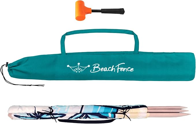 Premium 20 ft Beach Windscreen Privacy Screen Wind Blocker Free Rubber Mallet and Carry Bag Included (Beach Scape)