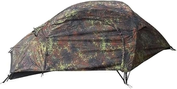 Mil-Tec Recom 1-Person Compact Lightweight Durable Weatherproof Wind &amp Storm-Resistant Easy-to-Install Tactical Outdoor Hiking Camping Tent with Zipper Entrance &amp Mosquito Net