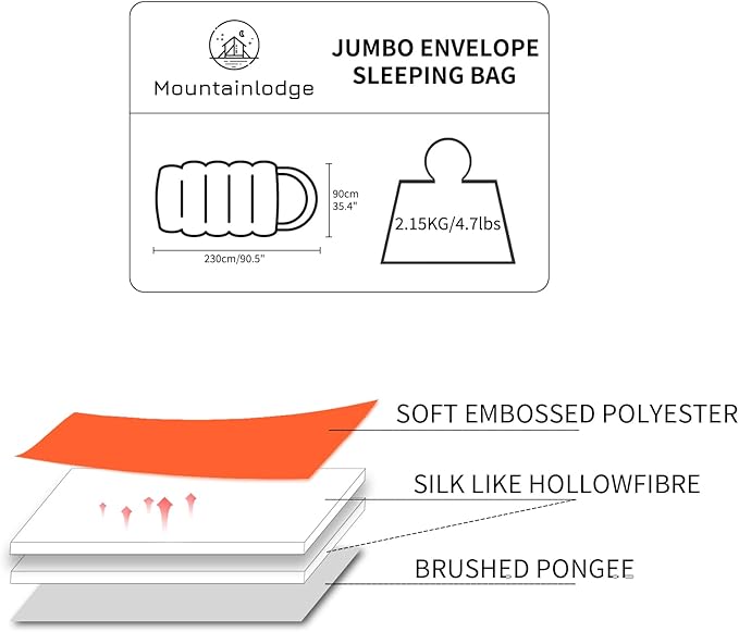 Jumbo Sleeping Bag for Adult&ampKidsCold&ampWarm Weather with Compression Sack and Water Resistant for Family CampingTravel and Car Camping