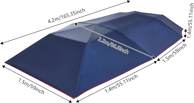 Semi-Automatic Car Canopy Tent 13.78x7.2ft Folding Sun Protection Car Awning Cover Removable Carport Umbrella Portable Universal Auto Shading Protection for Sedan SUV Parking Outdoors (Navy Blue)