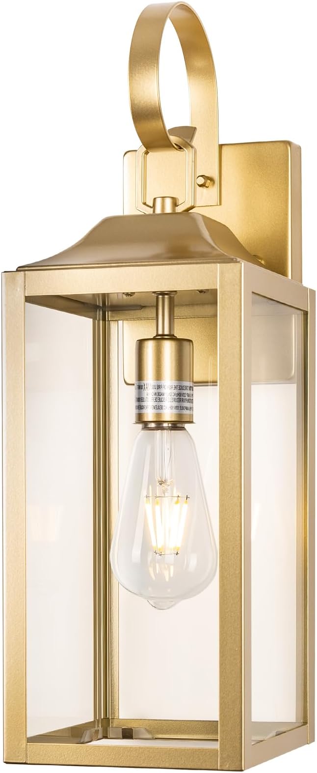 Large Outdoor Wall Lantern 19 Gold Outside Farmhouse Wall Sconce Light Fixture Industrial Wall Mount Light with Glass Waterproof Modern Porch Lighting Exterior Lamp for House Garage