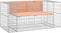 vidaXL Patio Bench with Gabion Design - Solid Douglas Wood Galvanized Steel Base Space-Saving Farmhouse Style for Garden and Backyard
