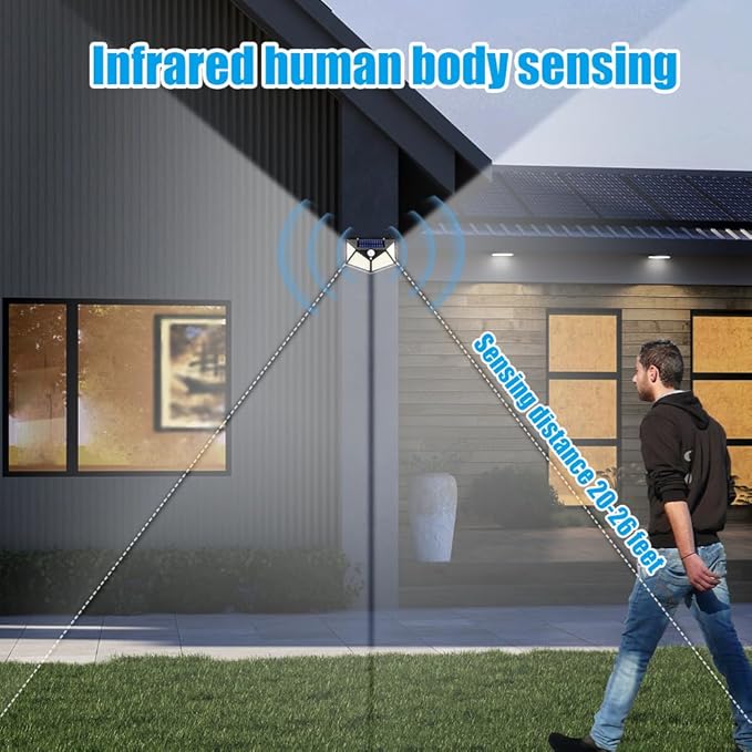 Solar Lights Outdoor 12 Pack Solar Motion Sensor Light Outdoor 3 Modes Solar Powered Security Lights Lumiere Solaire Exterieur IP65 Waterproof 270° Wireless for Yard Garden Deck Fence Garage