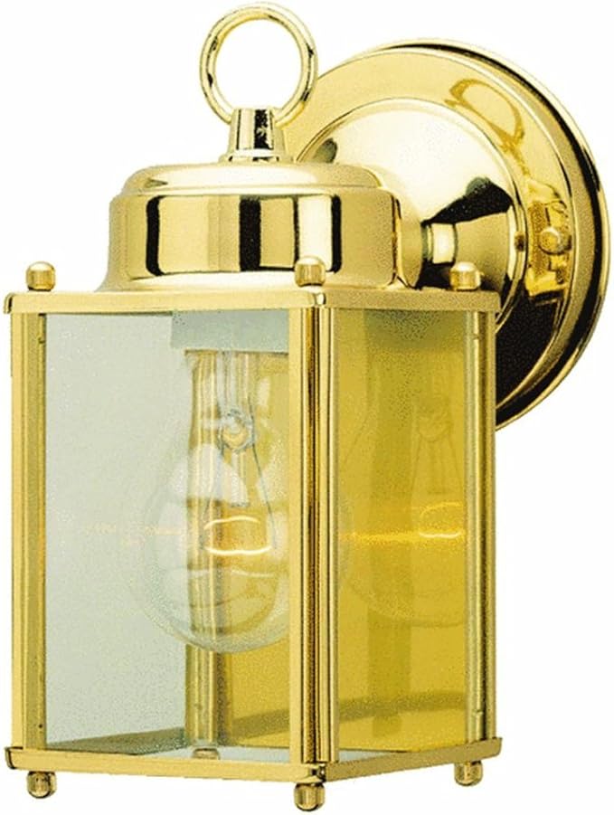 Westinghouse Lighting 6693600 One-Light Exterior Wall Lantern Polished Brass Finish on Steel with Clear Glass Panels