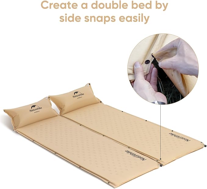 Naturehike Self-Inflating Sleeping Pad Ultralight Memory Foam Camping Pad with Pillow Fast Inflating Patchwork Sleeping Pad for Camping Hiking RV Camping with Storage Bag Single Pottery Yellow