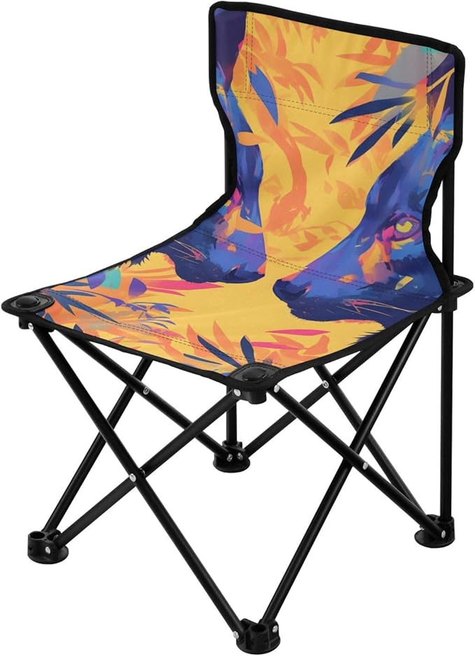 Panthers Portable Camping Chairs Folding Chair - Durable Oxford Fabric Lightweight Iron Frame Easy Fold Design - Ideal for Outdoor Activities Camping Fishing and Travel