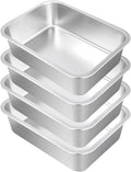 SINJEUN 4 Pack 14.1 x 10.6 x 3.9 Inches Large Rectangular Baking Pans Stainless Steel Deep Baking Pan for Baking Breads Grilling Chicken Vegetables