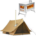 POMOLY Chalet 70 Pro Camping Hot Tent Cabin Tent and UltraFold 0.6 Portable Lightweight Titanium Stove