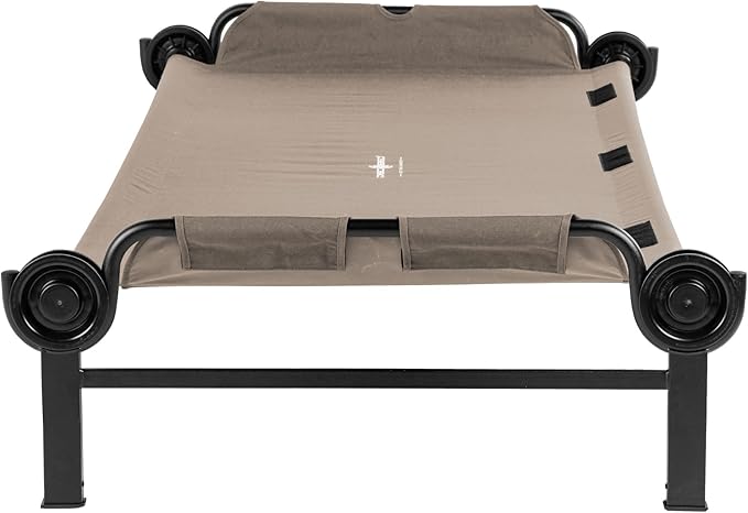 Disc-O-Bed XL Outdoor Modular 1 Person Single Camping Cot Portable Bed with 2 Height Options for Adults Sleep Solution for Tents Tan