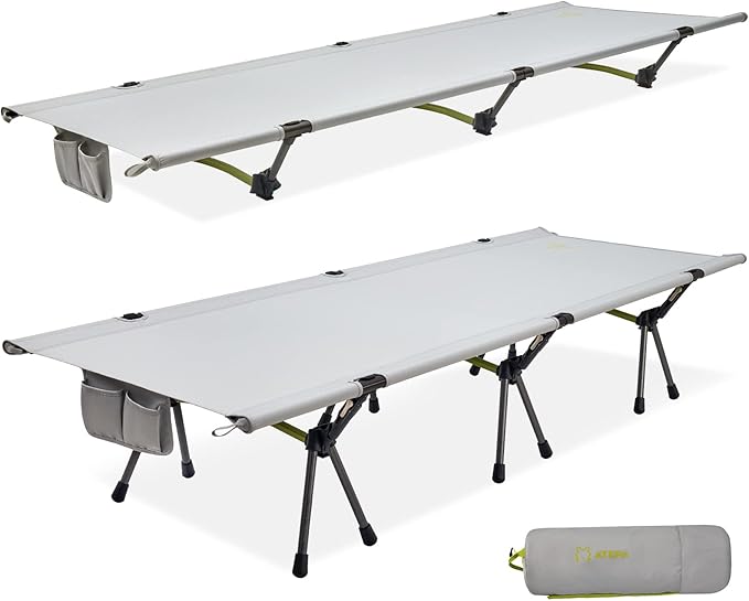 ATEPA Heavy Duty Lightweight Folding Camping Cot Bed Height Adjustable Foldable Portable Sleeping Cot for Adult Patio Beach Hiking Camping Travel Office Nap Outdoor Support 330lbs