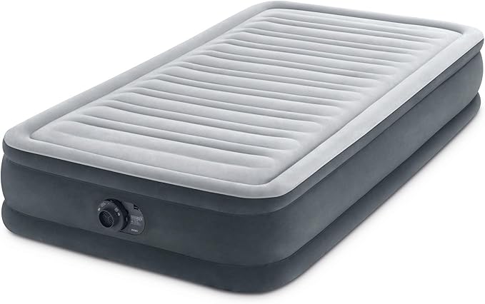 Intex Comfort Deluxe Dura-Beam Plush Pillow Top Inflatable Lightweight Airbed Mattress with Built-in Pump and Carrying Case Twin (3 Pack)