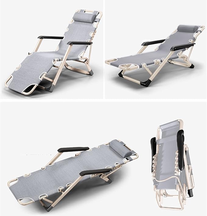 Folding Sun Lounger Adjustable Recliner with Headrest Portable Home Office Outdoor Garden Lounge Chair Load 150Kg Octopus Feet