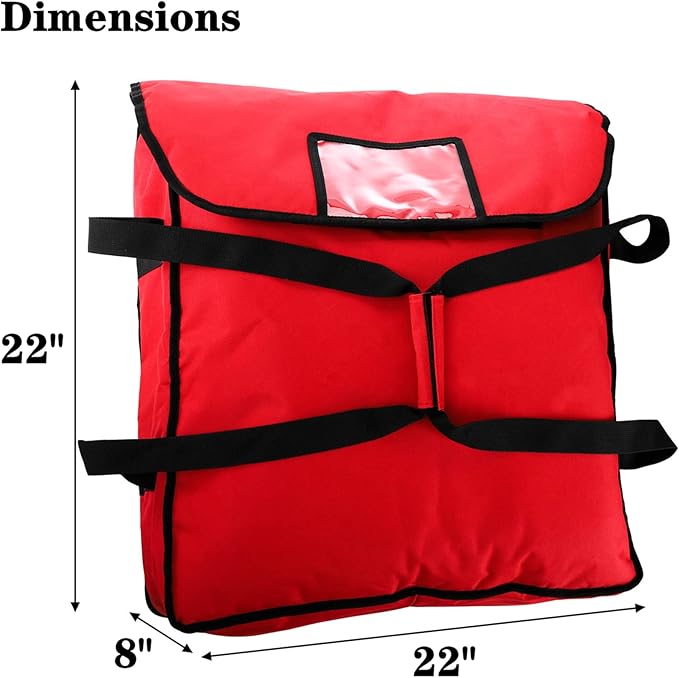 DEAYOU Large Pizza Bag Insulated Pizza and Food Delivery Bag Professional Thermal Pizza Warmer Bag Hot Pizza Carriers for Transport Moisture Free Heavy Duty 22 x 22 x 8 Red