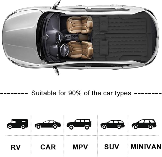 3 in 1 SUV Air Matterss | Car Mattress with Electric Air Pump-2 Support Fillers &amp 2 Pillows Fits SUV|MPV|Minivan for Road Trip Camping Black
