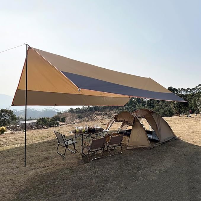 19x14 ft Large Camping Tarp Outdoor 8 Person Shelter Camping Awning (Without Tarp Pole)