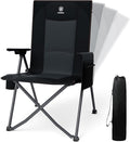 EVER ADVANCED Reclining Camping Chairs for Adult Lightweight Folding Recliner Chair with Adjustable Back 4-Level Lounge Chairs Portable Lawn Chairs for Patio Balcony Supports 350lbs Black