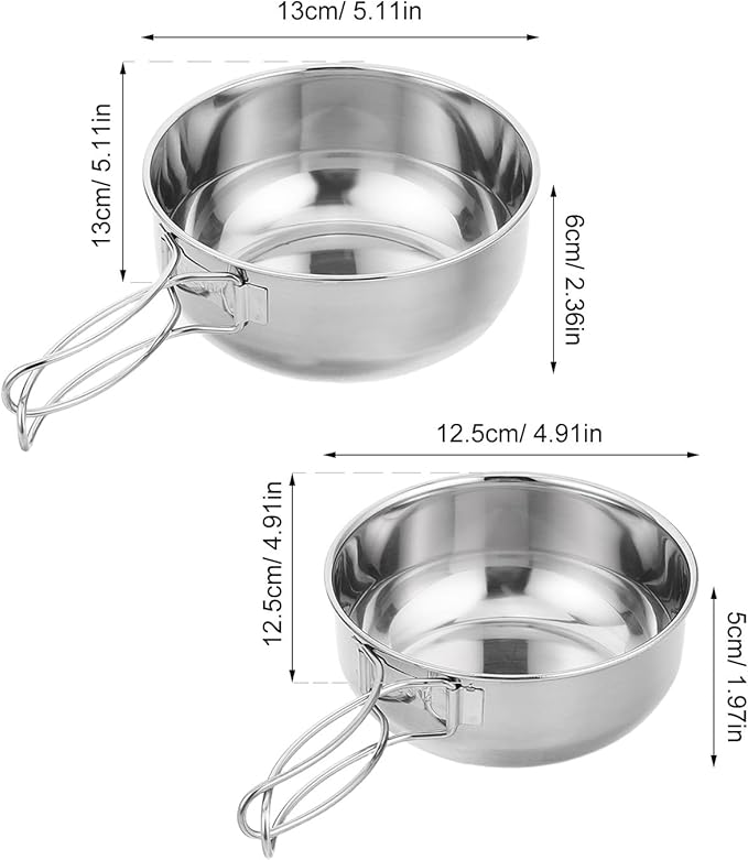 1 Set Makgeolli Bowls Stainless Steel Korean Traditional Rice Bowl With Foldable Handle Hiking Soup Dish Camp Cup For Travel Hiking And Backpacking