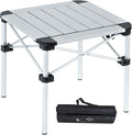 iClimb Lightweight Stable Alu. Folding Square Table Roll Up Top with Carry Bag for Camping Picnic Backyards BBQ Camp Kitchen (Silver S)