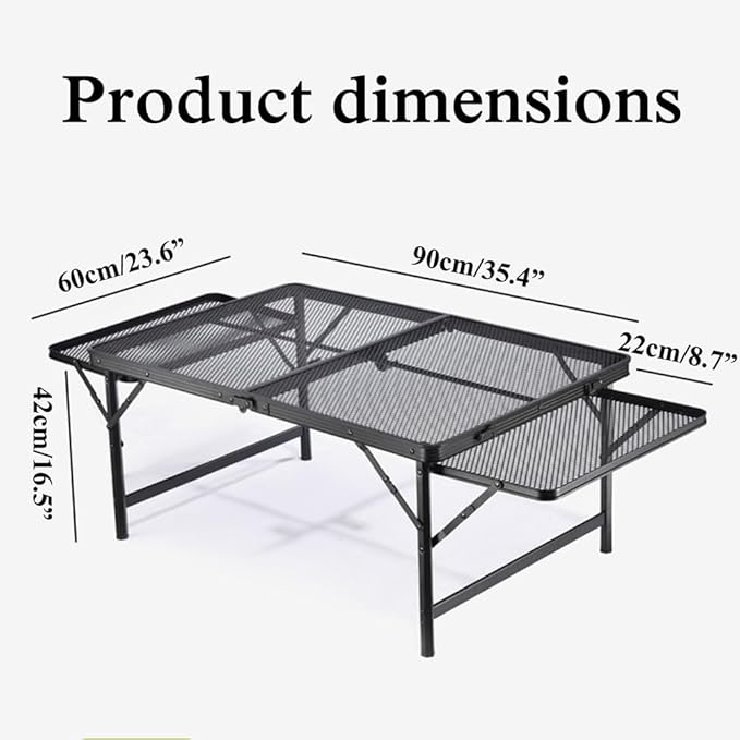 Metal Folding Table Lightweight Grill Side Table for Backpacking Party Beach Fishing Quick Setup Foldable Camping Table