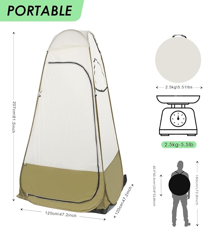 Portable Privacy Tent - Pop Up Shower &amp Changing Room for Outdoor Camping