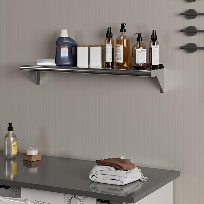 AmGood 8 X 36 Stainless Steel Wall Shelf | Metal Shelving | Garage Laundry Storage Utility Room | Restaurant Commercial Kitchen | NSF