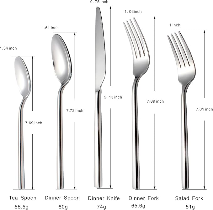 Silverware Set 20-Piece Flatware Cutlery Set Service for 4 Heavy Duty Titanium Coating Modern Design 18/0 Stainless Steel Utensils Dishwasher Safe