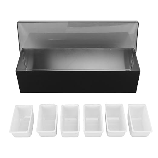 6 Compartments Fruit Holder ABS Multifunctional Condiment Caddy with Lid for Kitchen Bar KTV Separated Storage Container for Fruits Snacks