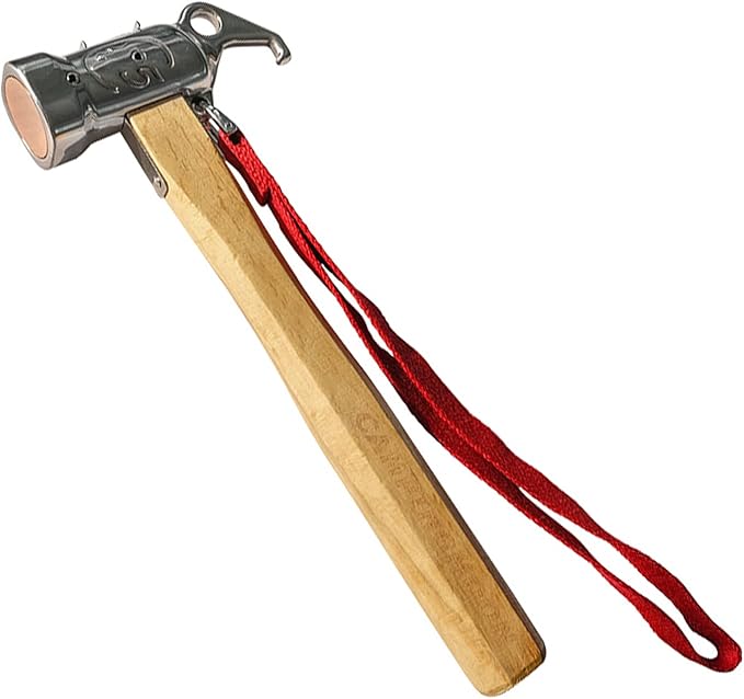 CAMPINGMOON Camping Hammer Peg Tent Stake Hammer Stainless Steel Built-in Pure Copper Head Wood Hand with Tent &amp Tarp Stake Remover C5