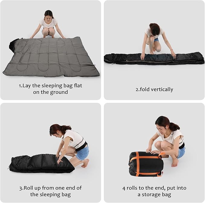 Heated Sleeping Bags for Adults Compact Waterproof 3 Gear Temperature Sleeping Bag Camping Essentials USB Rechargeable Heating Pads 4 Heating Areas for Backpacking Hiking