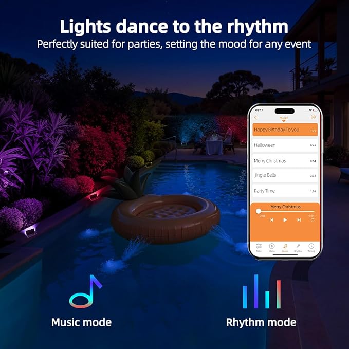 ILC LED Flood Light 80W 8000LM Outdoor RGB Color Changing Smart Floodlights RGBW 2700K Warm White &amp 16 Million Colors 20 Modes Grouping Timing IP66 Waterproof (2 Pack)