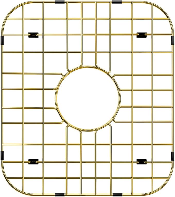 Kitchen Sink Grid Gold Sink Protector Stainless Steel Sink Grid with Center Drain 13.7L X 11.6W Sink Bottom Grid for Sink Bowl