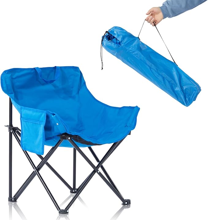 ZONEMEL Portable Sauna Chair Fast Folding Oxford Fabric Reinforced Chair with Pockets and Carry Bag Suitable for Sauna Fishing and Picnics (Blue)